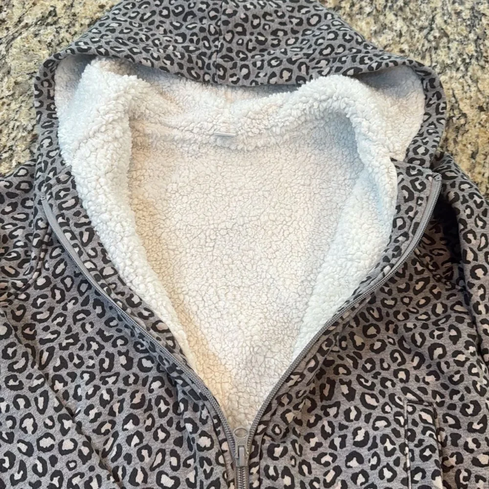 Old Navy Gray Leopard Print Kids Hoodie